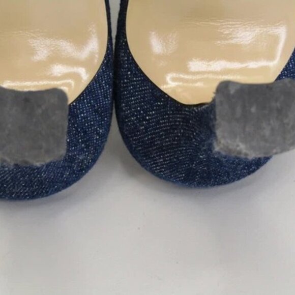NEW MARYAM AMALKI  Cassidy Pumps Slingback Squared Toe Cushioned Denim Size 8 - Picture 7 of 13